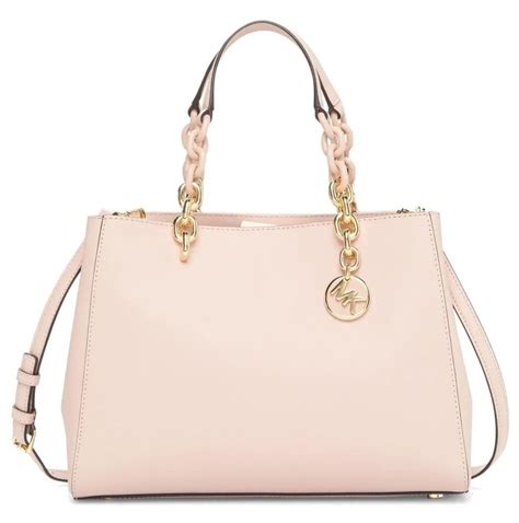 michael kors cynthia medium leather satchel soft pink|Cynthia Medium Leather Satchel .